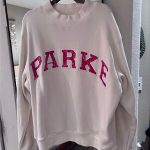 Parker Cream Sweatshirt with Navy Logo